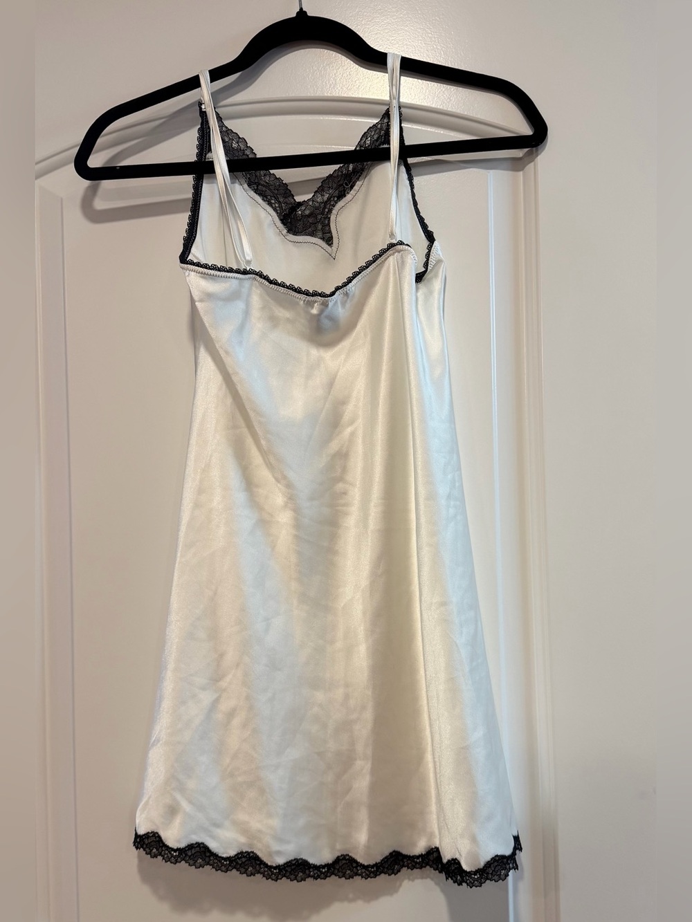 Victoria’s Secret Silk-Look Slip Dress with Black Lace Trim - Picture 2 of 3